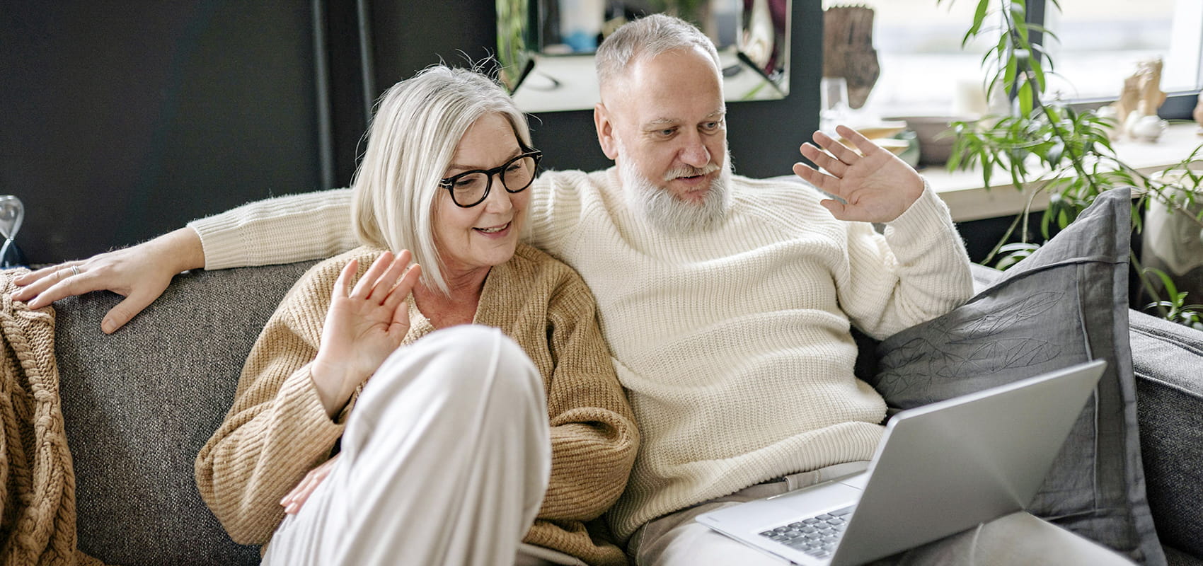 Couple looking at mobile
